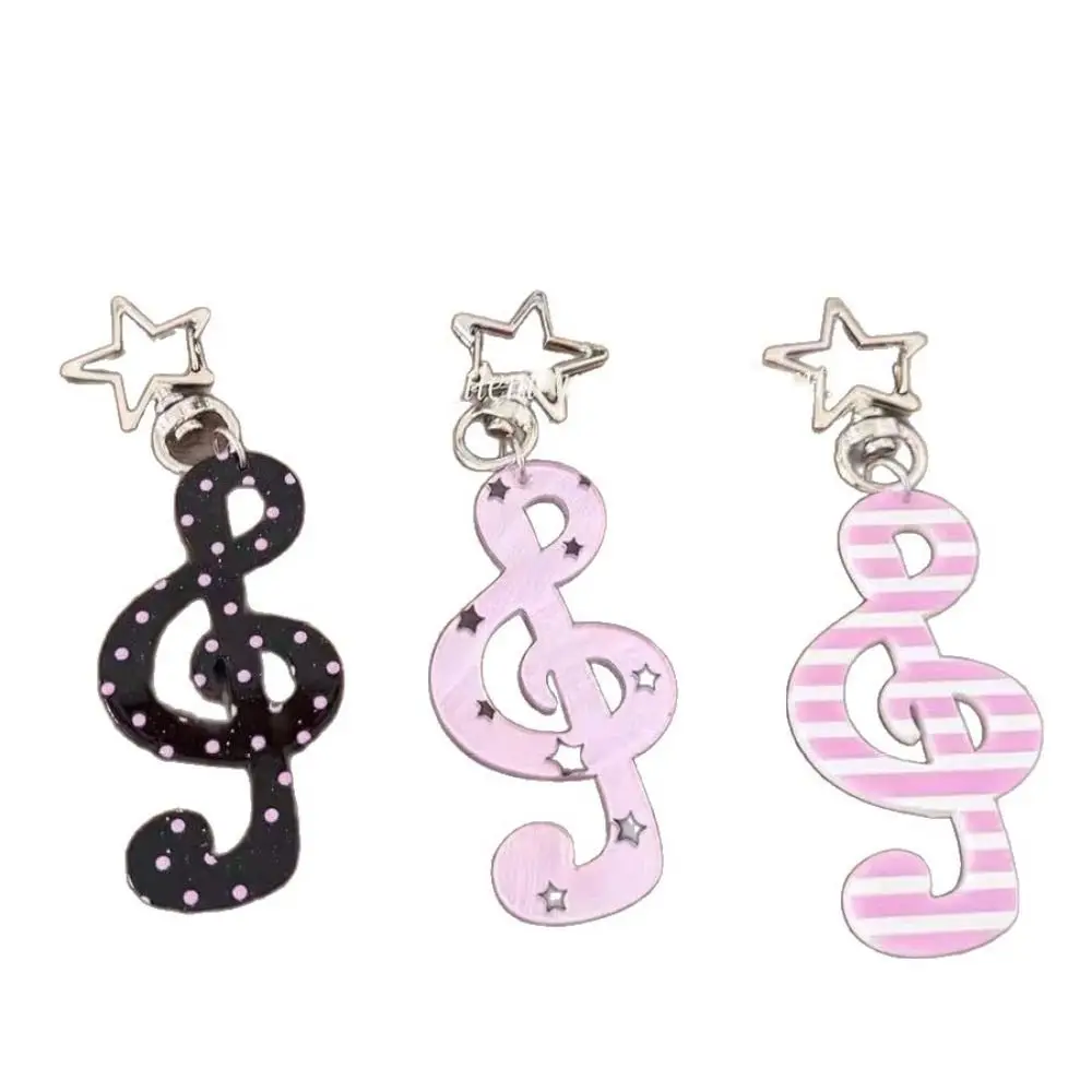 Fashion Cartoon Acrylic Keychain Sweet Kawaii Mobile Phone Pendants INS DIY Handbook Musical Note Keychain