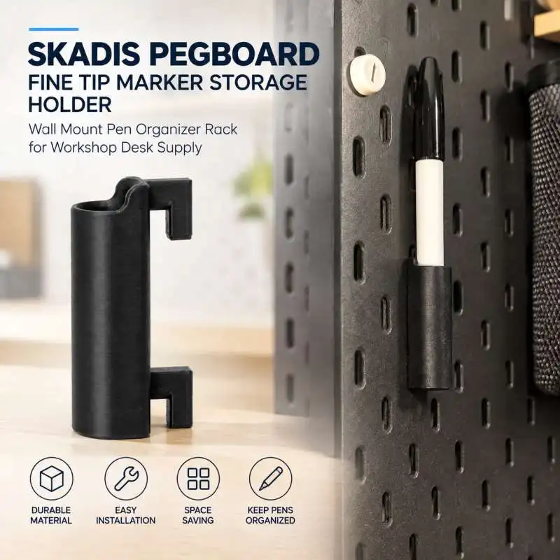 Skadis Pegboard Fine Tip Marker Storage Holder Wall Mount Pen Organizer Rack for Workshop Desk Supply
