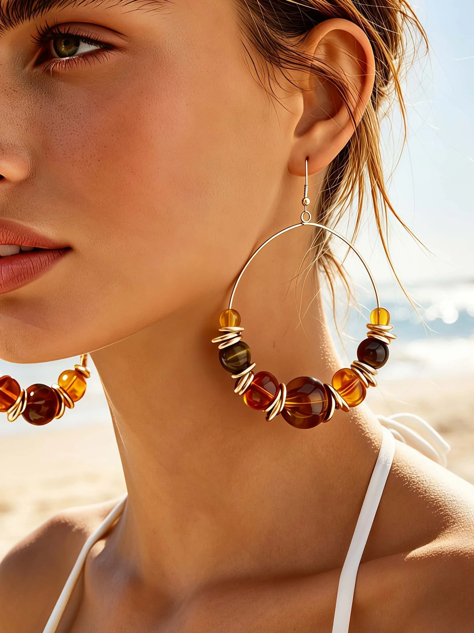 Large Bead Hoop Earrings - Image 5