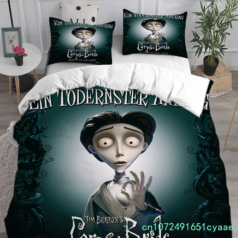 Anime Tim Burton's Corpse Bride Bedding Sets Comforter Quilt Bed Cover Duvet Cover Pillow Case 2-3 Pieces Sets Kids Adult Size 4