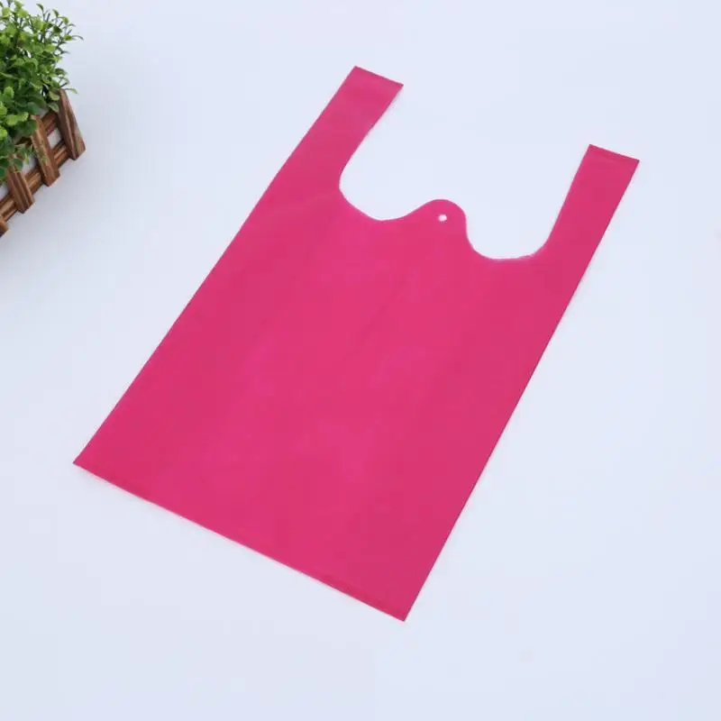 Reusable Non Woven Vest Shopping Bags 10 PCS Assorted Colors Waterproof Totes for Supermarket Grocery Shopping Trips