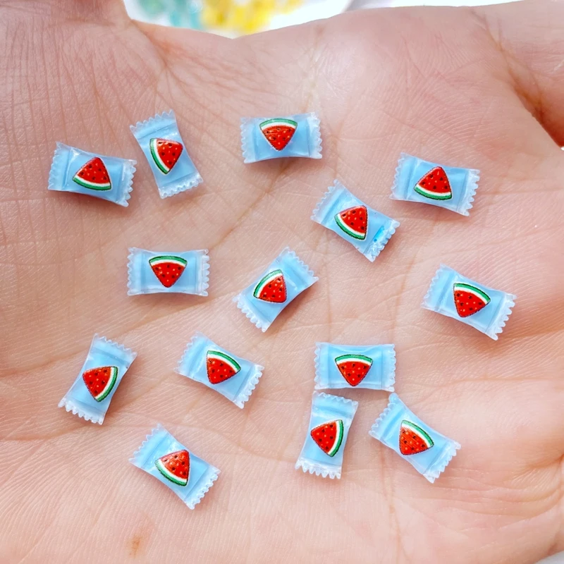 50Pcs New Cute Mini Mixed Fruit Candy Series Resin Flatback Cabochon Scrapbook Kawaii Embellishments Accessories