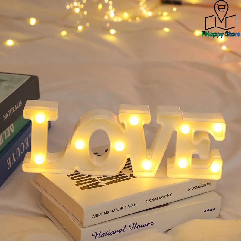Lampada da lettera a LED con cuore d'amore Matrimonio romantico Rosso Rosa Luce notturna Ornamento Compleanno Natale Decorazione della casa Regalo di San Valentino