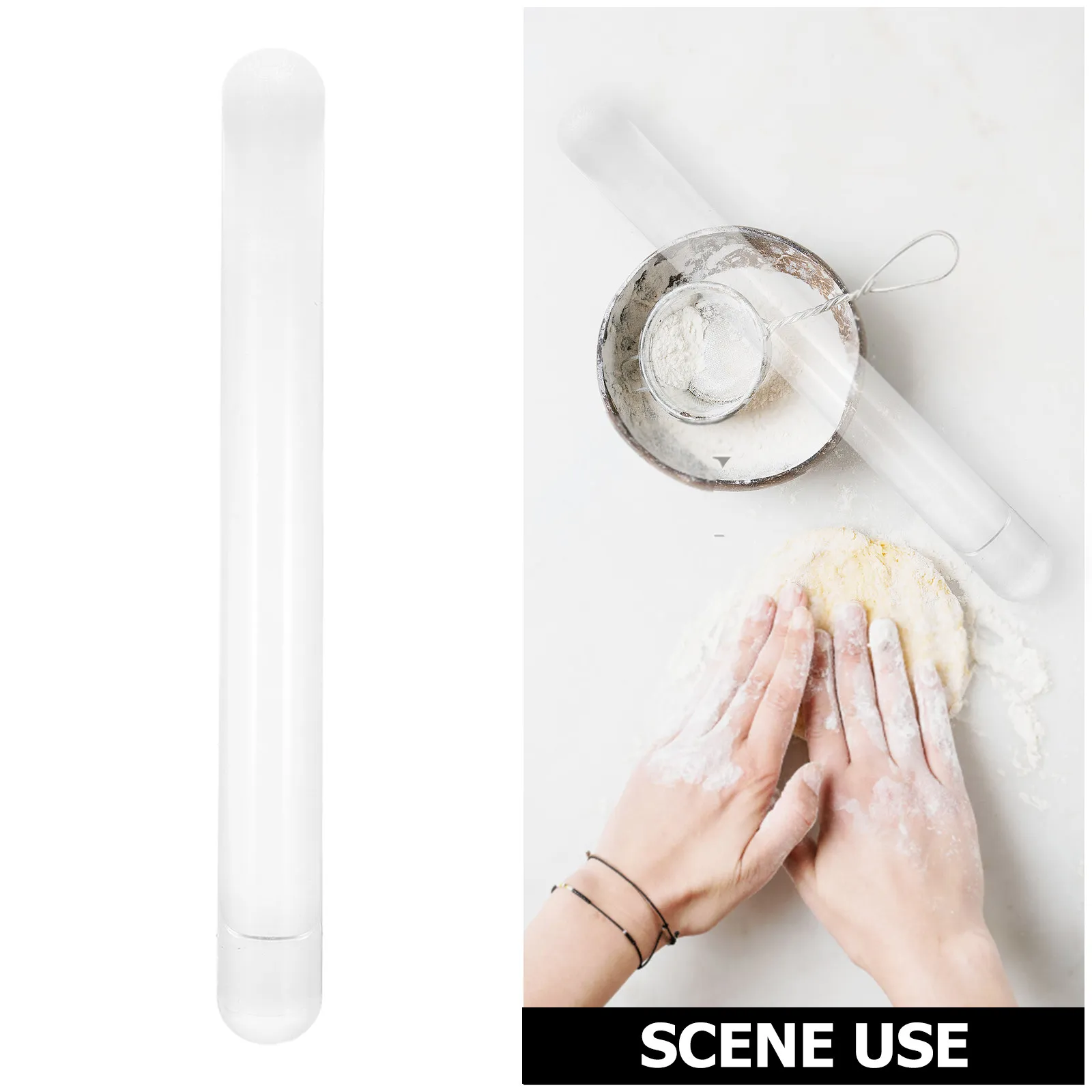 Solid Acrylic Transparent Rolling Pin Clear Clay Roller for Baking Polymer Clay Sculpting DIY Craft Rolling Stick