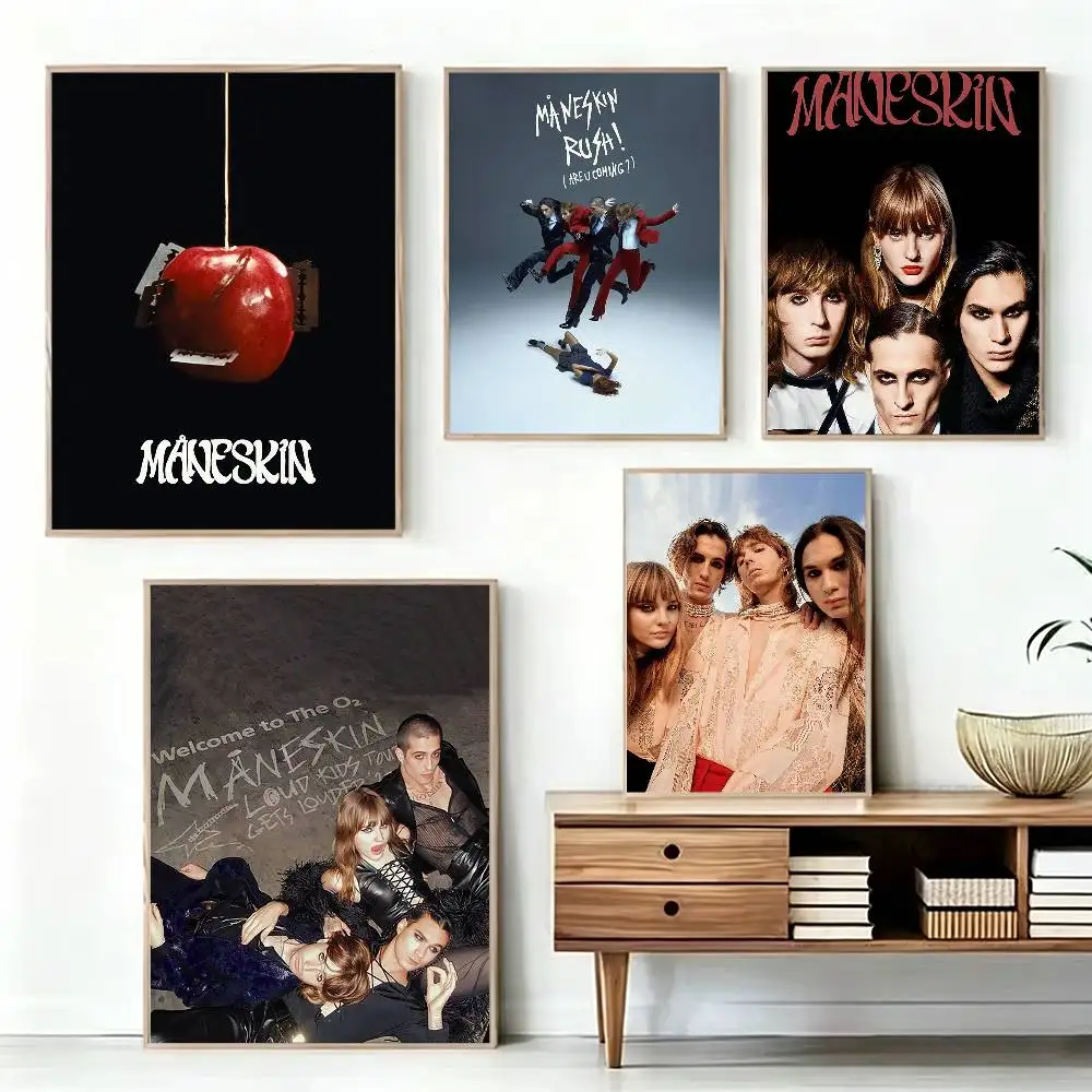 

Band M-Maneskin Poster Waterproof Wall Art Sticker For Bar Living Room Vintage Decor High Quality Print Gift