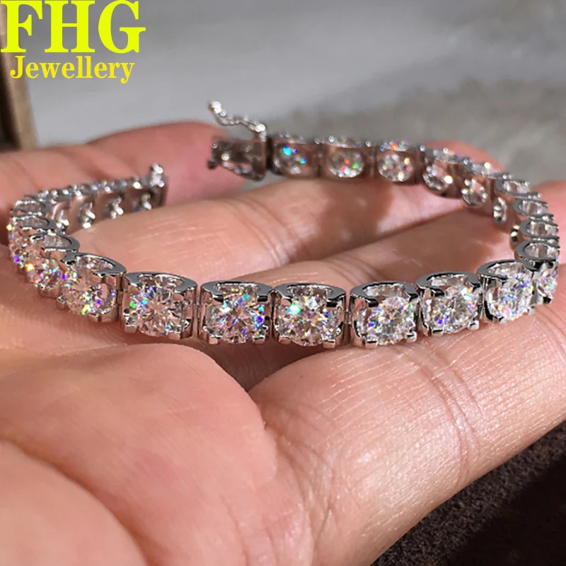 

Each 0.3.0.5Ct Soild real 9K Au375 White Gold Women Bracelet Moissanite Diamonds Round Wedding Party Engagement Bangles Trendy