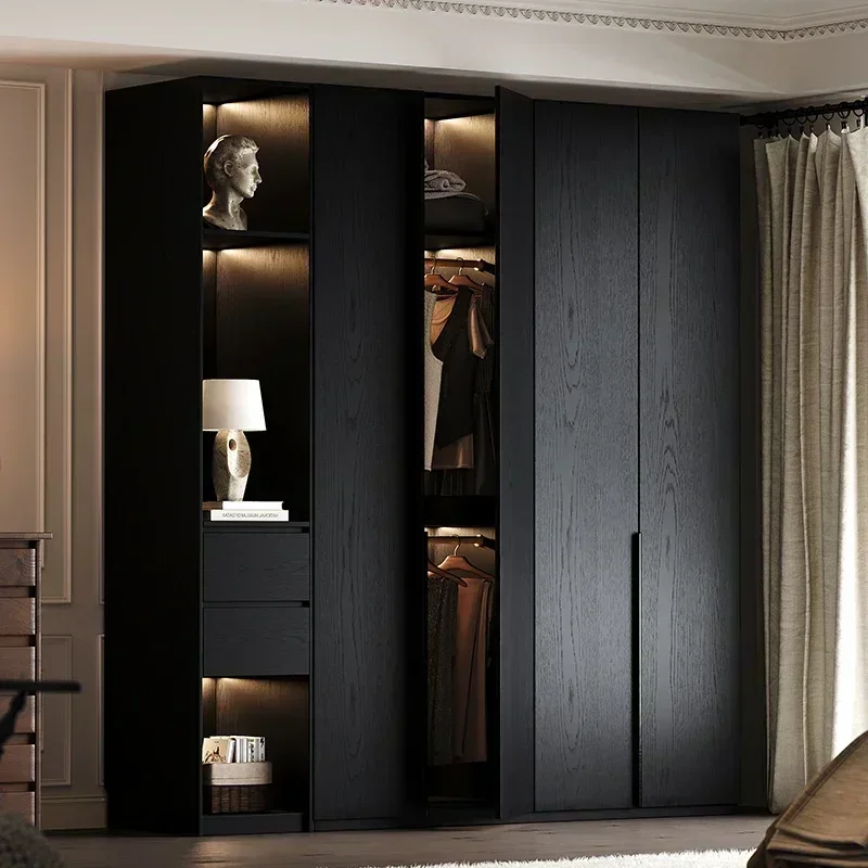 

With Glass Doors Wardrobe Organizers Black Multilayer Storage Open Closets Wardrobe Cabinet Shelf Armario De Ropa Room Furniture