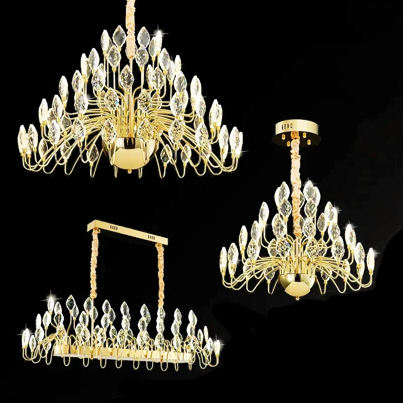 

Scandinavian luxury crystal living room chandelier LED fashion creative dining room bedroom villa hotel duplex chandelier