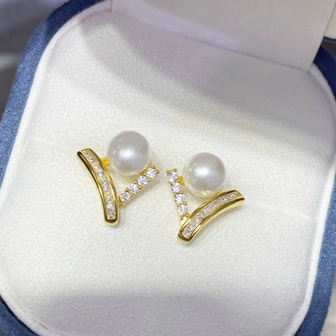 Wholesale 925 Sterling Silver Earrings Mount Findings Settings Base Mounting Parts Accessory for 5-6mm Pearls
