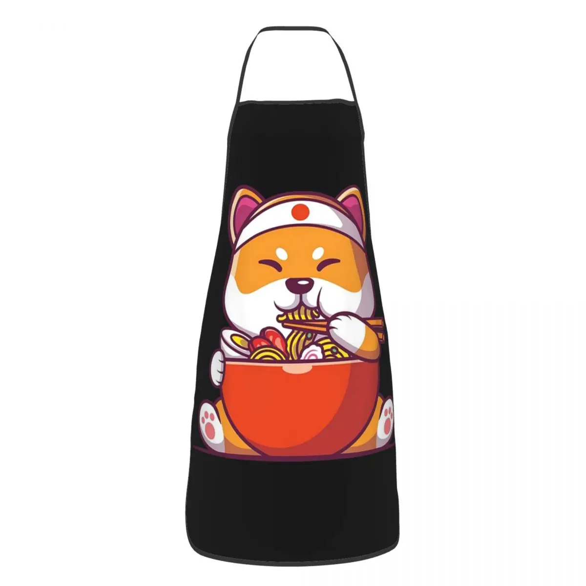 Cute Shiba Eat Ramen Aprons Chef Cooking Baking Tablier Sleeveless Bib Kitchen Cleaning Pinafore for Women Men Gardening