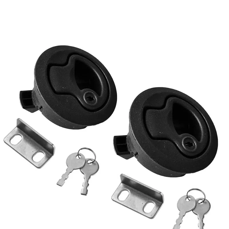 2PCS Marine Hatch Latch Lock Flush Pull Slam Latch with Keys Locking Door Catch for Boat Deck Hatch RV Cabinet Yacht Camper