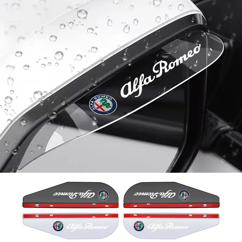 Hub Caps 2pcs Car Transparent Rear View Side Mirror Rain Eyebrow Shield For Alfa Romeo GT Giulia Giulietta Stelvio Pendant Acces