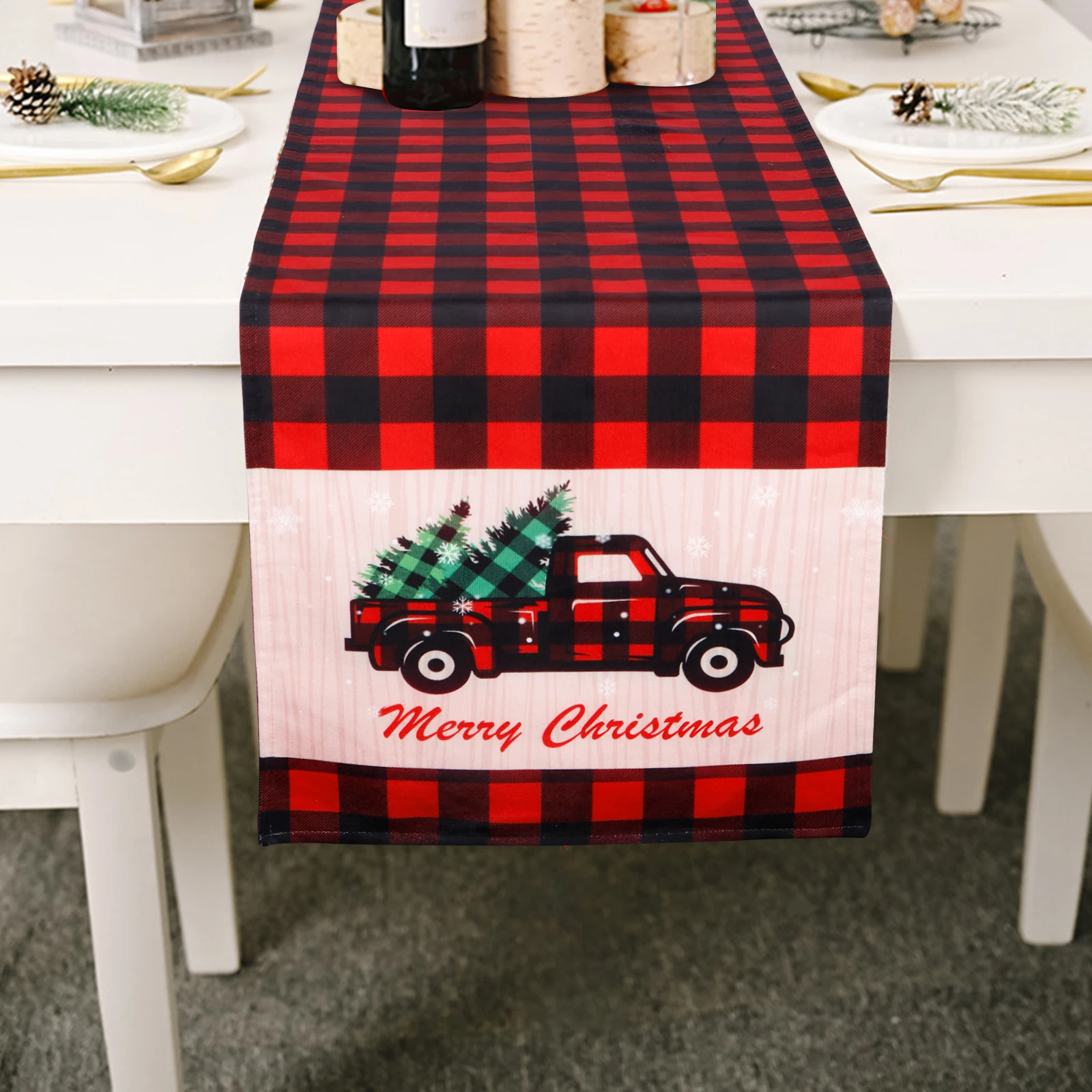 

OurWarm Christmas Table Runner Merry Christmas Decorations Double-Sided Tablecloth For Home 2023 Cristmas Table Flag Cover