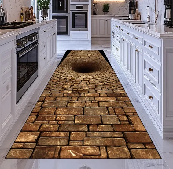 Optical Illusion Runner Rug 3D Vortex Non-Slip Hallway Carpet Fashion Trends Bedroom Living Room Home Decoration Mats