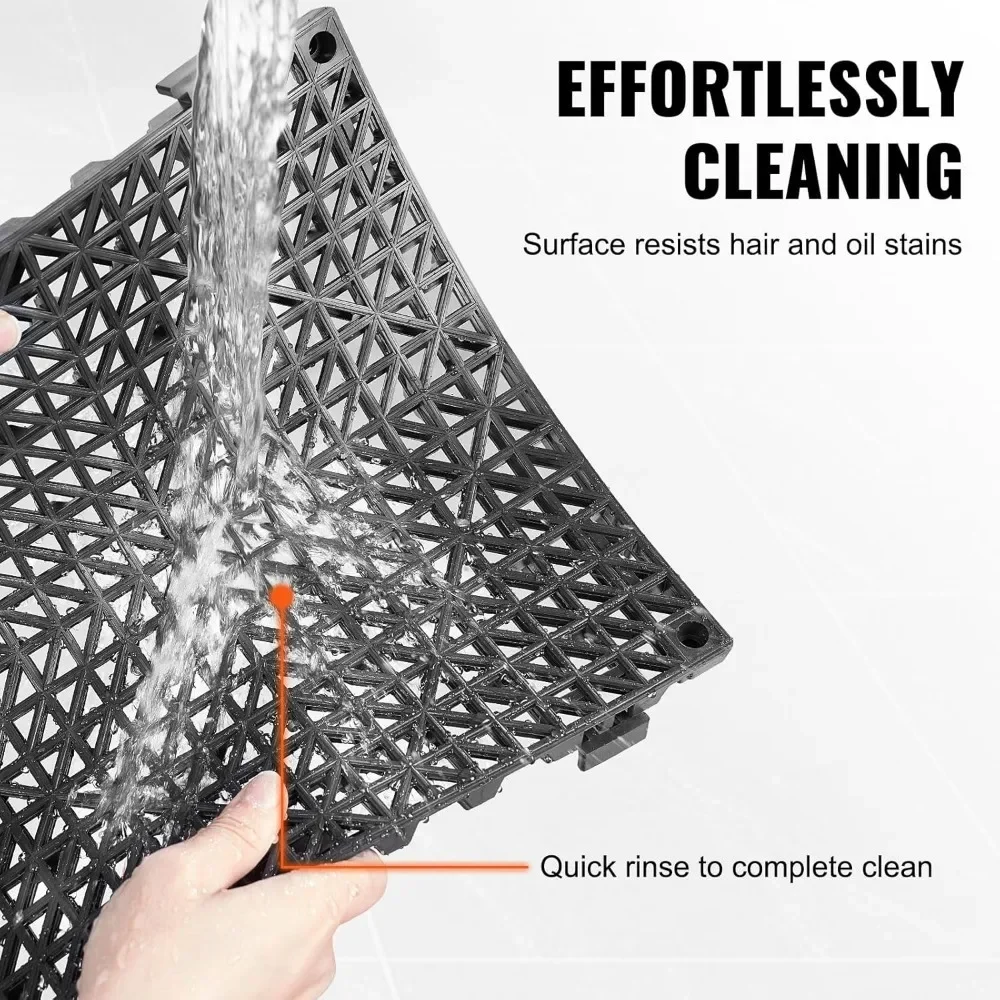 بلاط متشابك 50 قطعة باللون الأسود، لفتحات تصريف غير قابلة للانزلاق لمرحاض الحمام والمطبخ وحمام السباحة والمناطق المبللة وسجاد البلاط