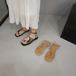 Sandalo femminile traspirante tutto-fiammifero scarpe da spiaggia antiscivolo tacchi trasparenti 2023 infradito da donna piattaforma ragazze gladiatore Beige piatto