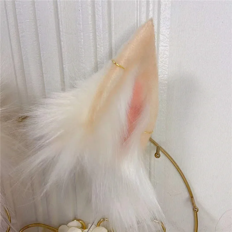 handmade Neko Cat Fox Ears Hairhoop Earrings Tail Beast Style Headwear For Girl Women Cosplay Costume Accessories