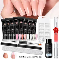 MEET ACROSS 20ml Quick Extension Gel Kit For Nails Gel Nail Extension Set Slip Solution Acrylic Gel Polish Nail Art For Manicure