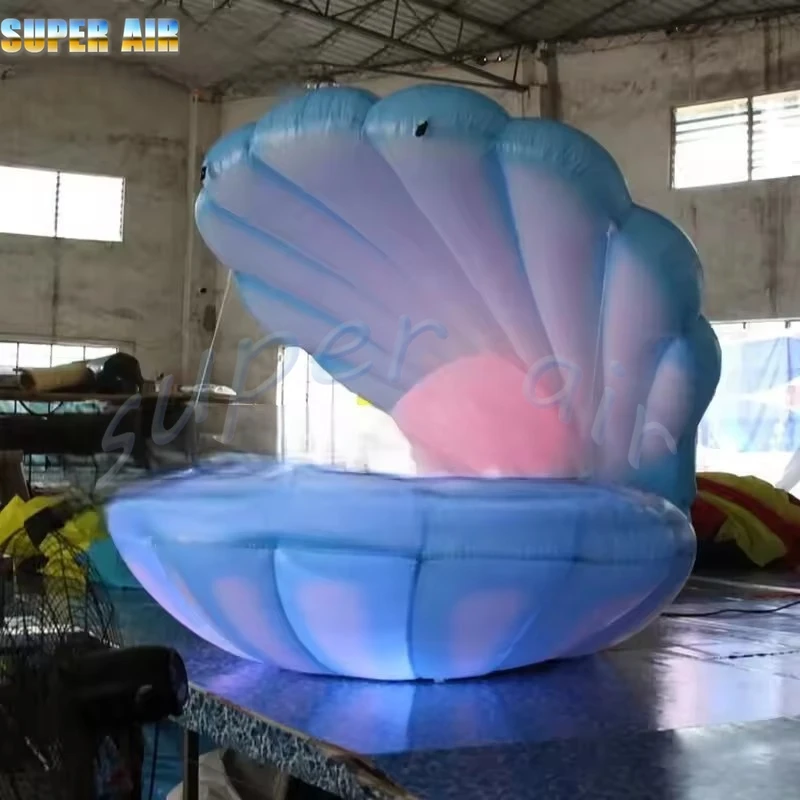 Belle coque gonflable bleue modèle d'organisme marin avec lumière LED colorée pour la décoration de mariage