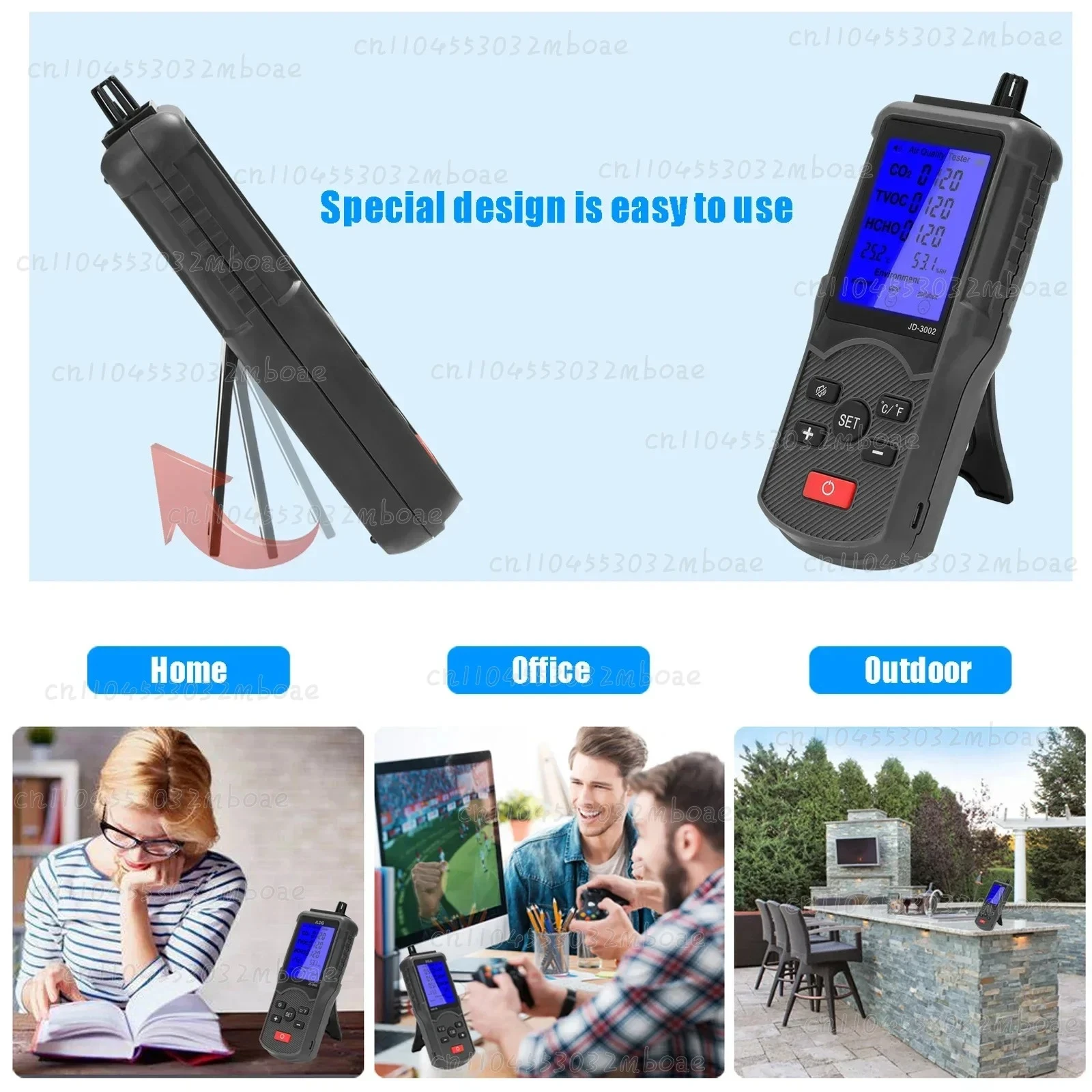 JD-3002 Air Quality Meter Multifunctional CO2 Temp Humidity Tester for Home And Office Environment Monitoring