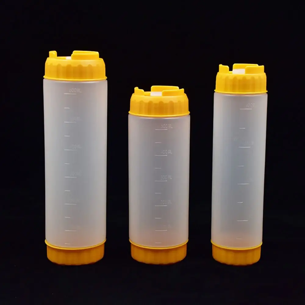 Double Head Squeeze Sauce Bottle 16oz 20oz 24oz In First Out First Squeeze Bottles Large Capacity Plastic Ketchup Picnic Cooker