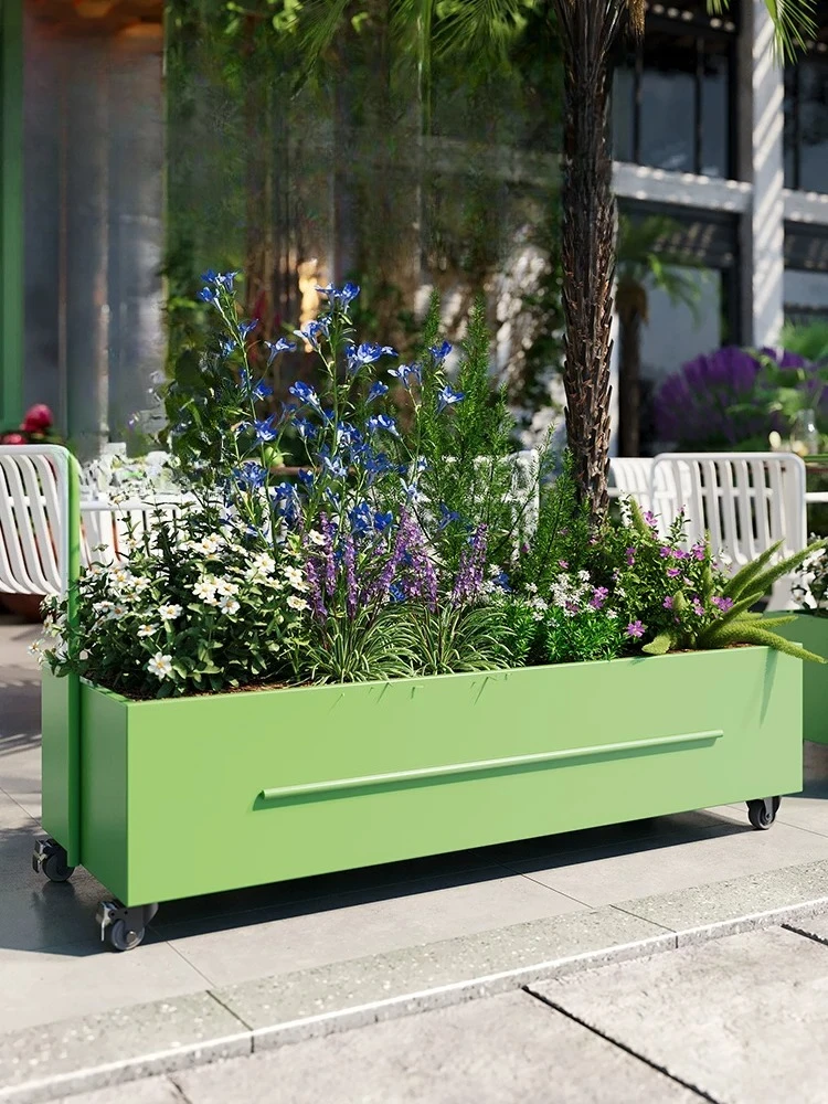 Camping wind movable outer swing flower box outdoor camp restaurant pedestrian street partition creative courtyard planting