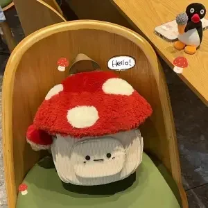 

2024 New Cartoon Mushroom Backpack Autumn Winter Anime Plush Cute Doll Bag Christmas Gift Cute Anime Backpack