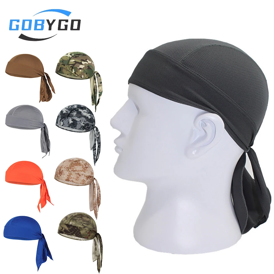 GOBYGO 1Pcs Summer Cycling Cap Breathable Quick Dry UV Protection Neck Cover Thin Running Sports Headband Bike Pirate Hat Unisex