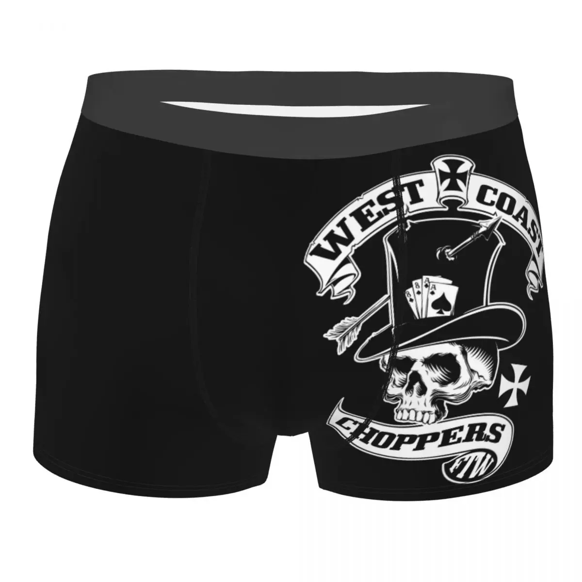 Custom West Coast Iron Skull Chopper Cross Underwear Men Breathable Boxer Briefs Shorts Panties Soft Underpants For Homme