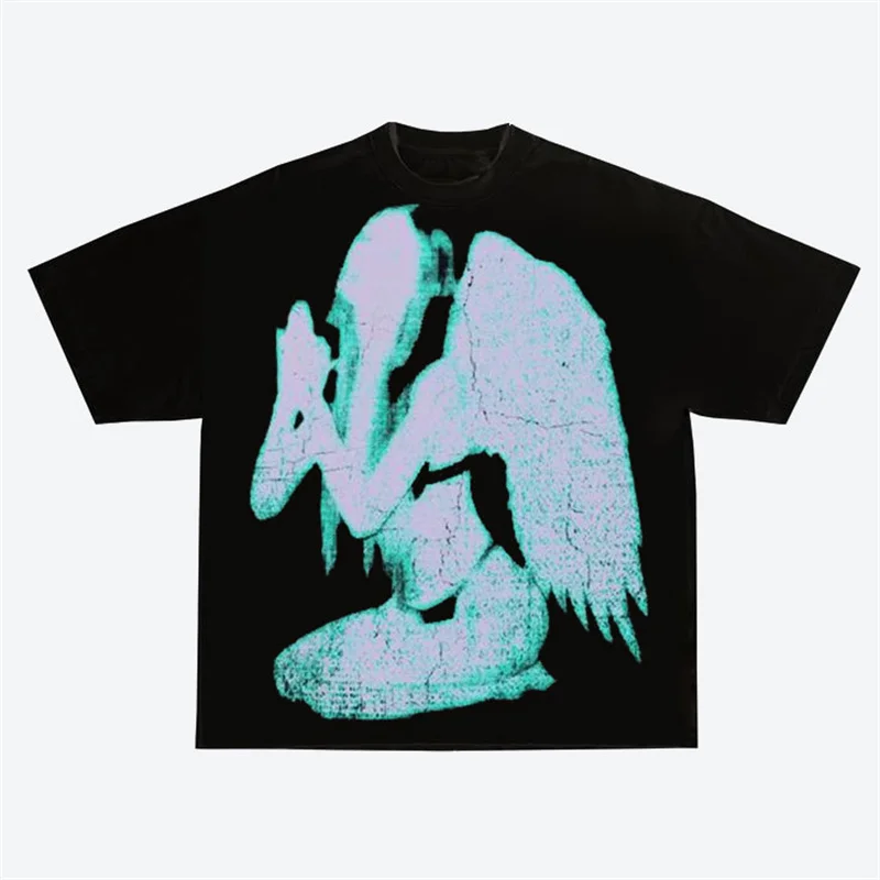 Printed New Y2K American Retro Top Hip Hop Street Oversized Cuffs Loose T-shirt Casual Clothing Summer Fashion Men And Women Tee