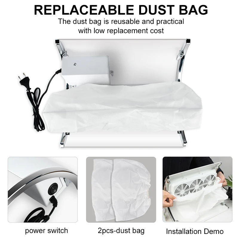 Nail Dust Collector Fan Manicure Machine Tools Strong Power Nail Vacuum Cleaner With Remove Filter Extractor Fan For Salon Tools
