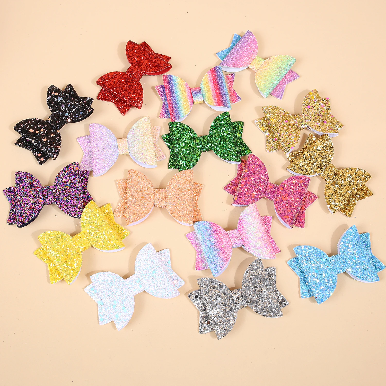 

10pcs Glitter Sequin Gradient Double Bowknot For DIY Handmade Handicraft Hairbins Headbands Clothing Decor Accessories