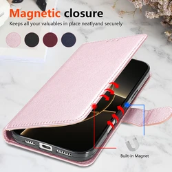 Wallet With Card Slot Photo Frame Stand Magnetic Flip Leather Case For iPhone 16e 16 Pro Max 15 Plus 14 13 12 11 XR SE3 SE2 8 7