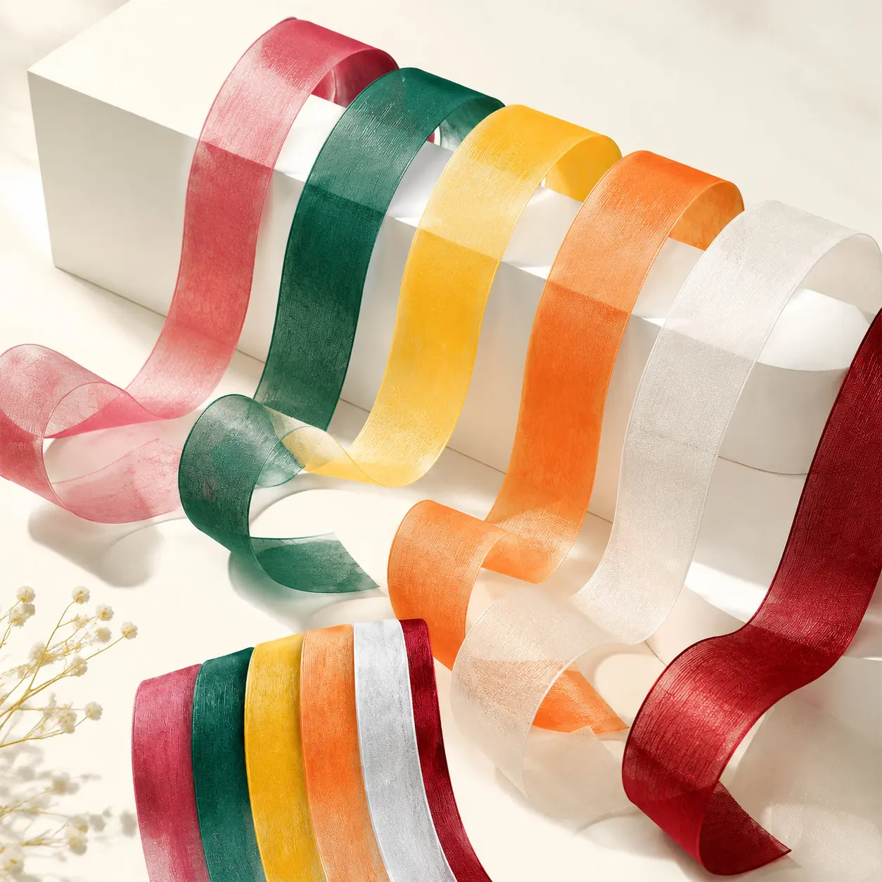 10 Yards Sheer Chiffon Ribbon Organza Satin Ribbons For DIY Crafts Gift Wrapping Decoration Wedding Bouquets Wreath Lace Fabric