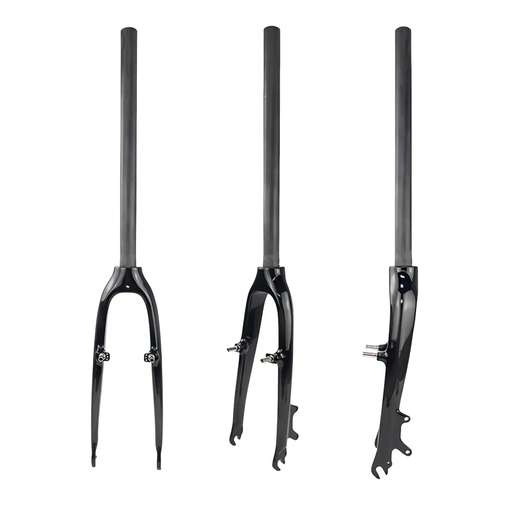 3K Glänzende Matte T1000 Carbonfaser-Vorderradgabel, Starr, Leichtgewicht, Gerades Rohr für MTB-Rennräder, Kompatibel mit Scheiben-/V-/C-Bremsen – Detail 3