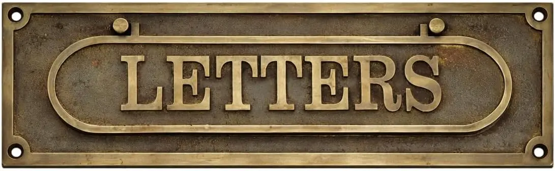 Antique Brass Letters Door Plaque Mail Slot Sign Wall Decor