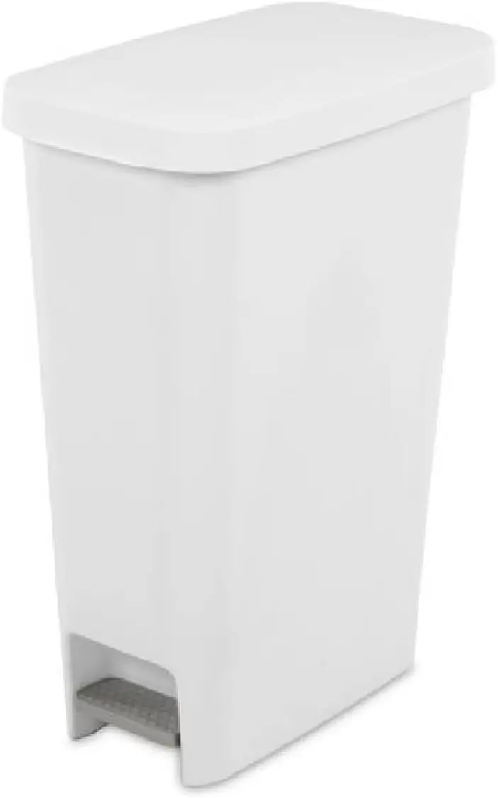 

Узкое мусорное ведро с педалью, белое, объемом 11 галлонов, для кухни и офиса
