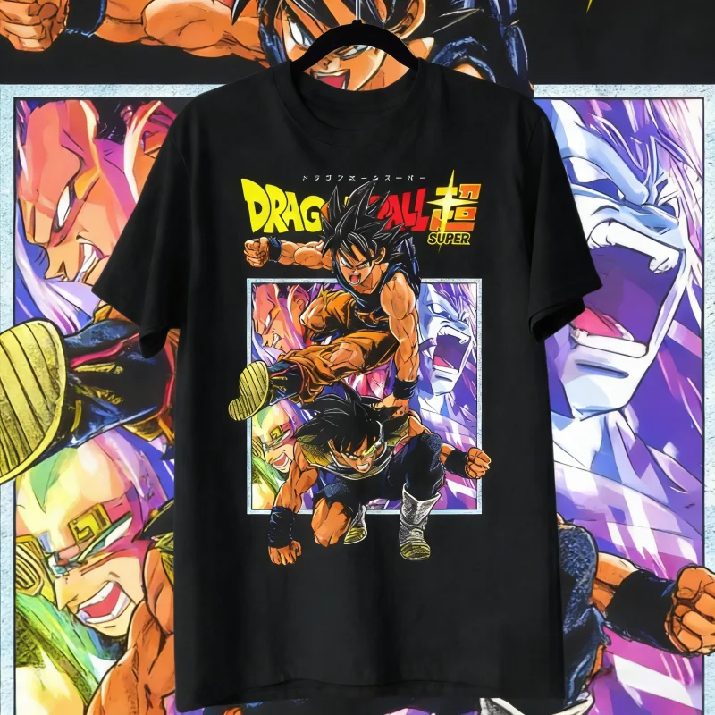 2026 Sommer Dragon Ball Retro Hochwertiges Baumwoll-T-Shirt, Goku & Bardock Comic-Print Übergroßes Unisex-Shirt für Männer, Frauen & Kinder