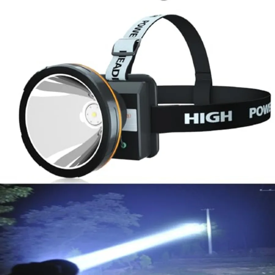 

Super Bright Headlamp Rechargeable LED Spotlight with Battery Powered Headlight for Garden Outdoor Camping Fishing Large