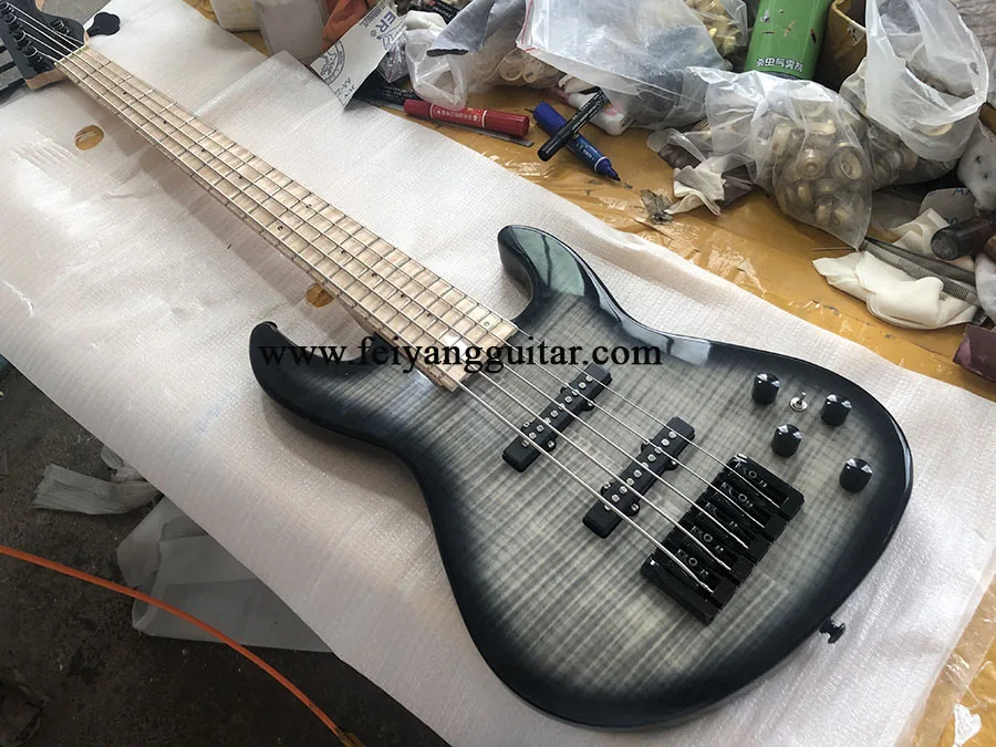 Electric Bass Guitar with 24 Frets, led flashing Fingerboard,5 String,High Quality,Providing Customized Service,free shipping