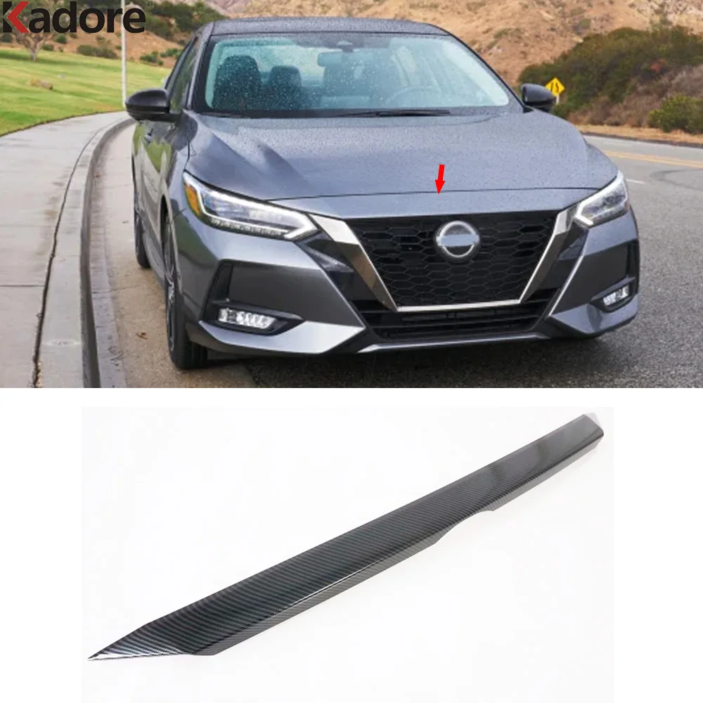 

Front Hood Engine Cover Trim For Nissan Sentra Bluebird Sylphy 2020-2022 2023 2024 Carbon Car Upper Grille Frame Accessories