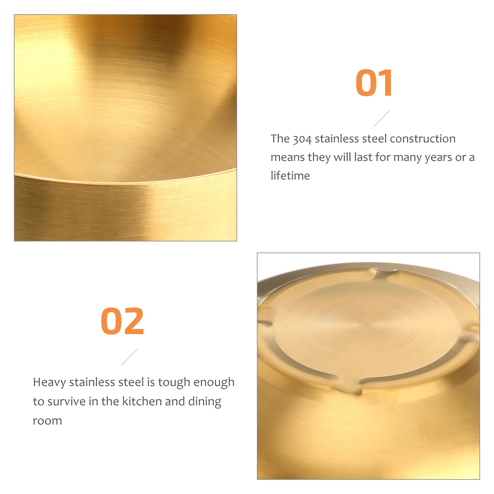 

19cm Double Insulated 304 Stainless Steel Thick Soup Bowl Golden Color Perfect for Dining Table Rice Noodles Soup Snacks