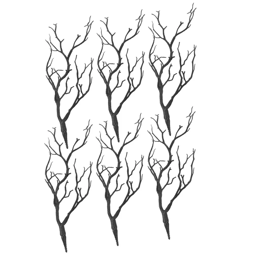 

6pcs Artificial Antler Branches Dried Plastic Stems Black Brown DIY Flower Arrangement Vase Filling Decorative Twigs Home