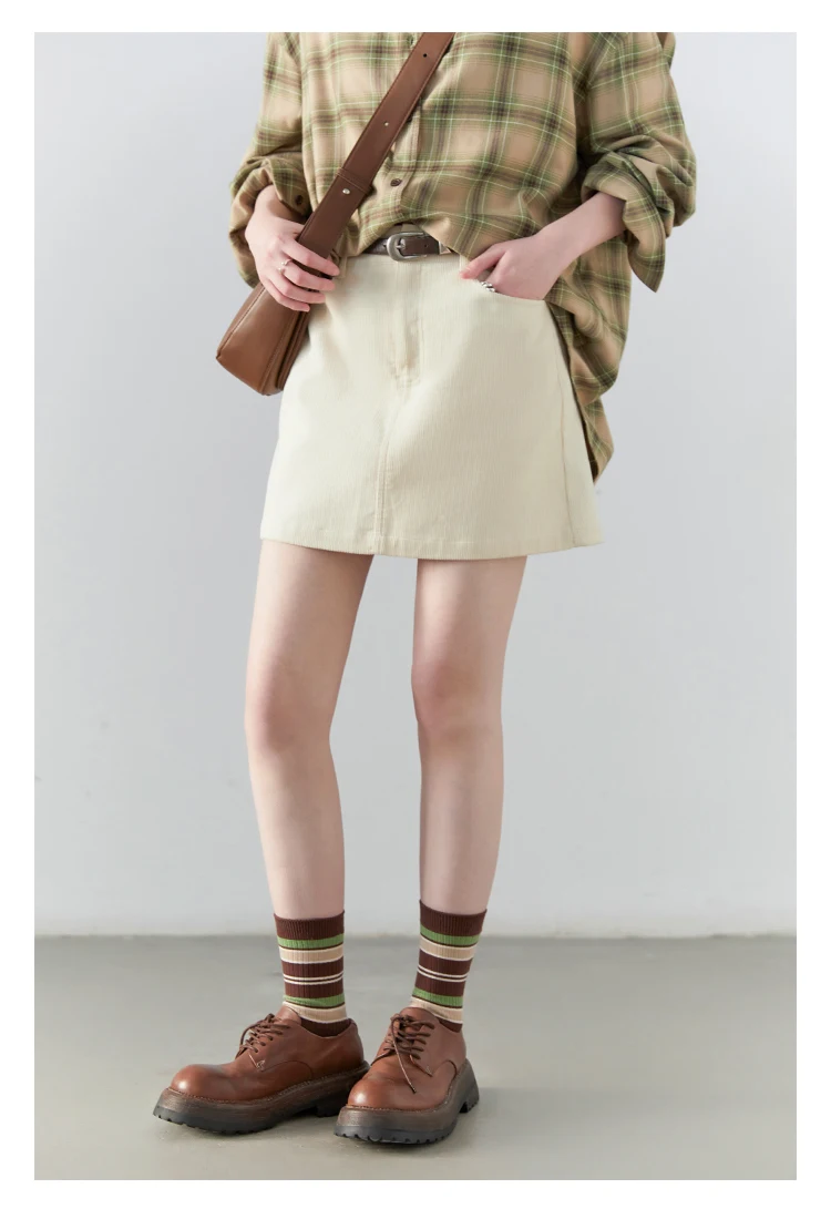 CHIC VEN Frauen Röcke Casual A-linie Neue Retro Hohe Taille Cord Halb Rock Pit Streifen Büro Damen Rock Frühling Herbst 2025 – Detail 20