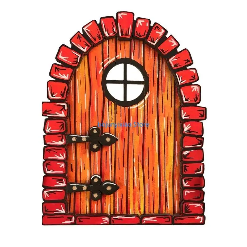 

900B Delightful Garden Accessories Handmade Wooden Figurines with Enchanting Elf Door