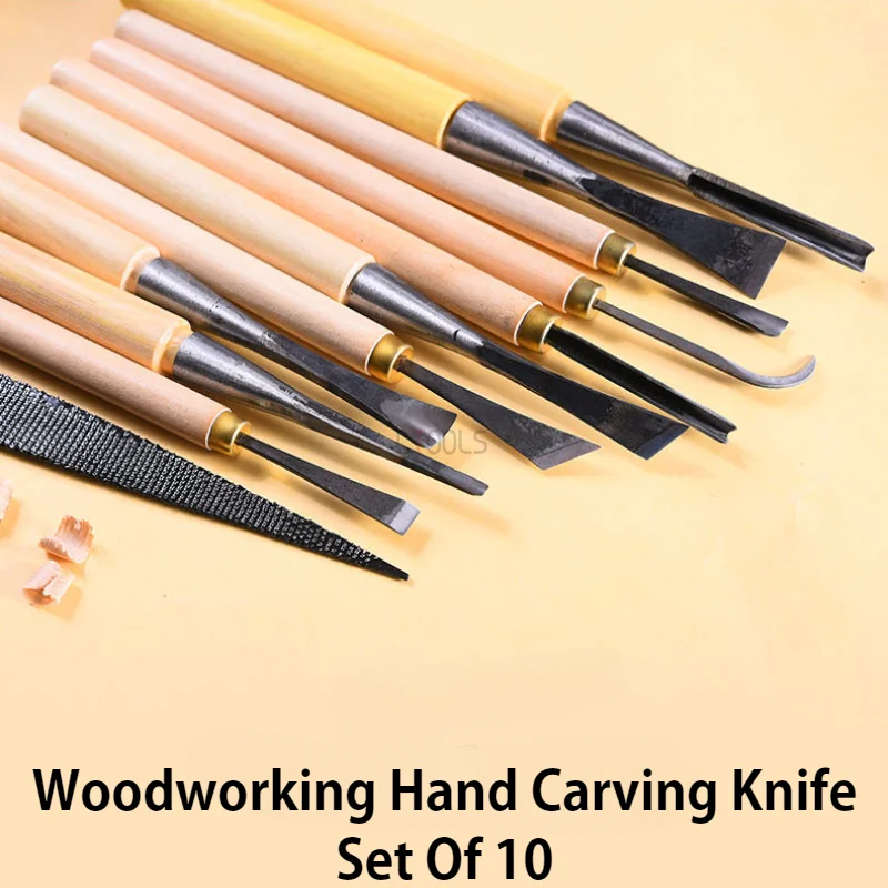 Woodworking Hand Carving Knife Carving Print Engraving Roughening Polishing Knife Set Of 10 Woodworking Burin Knife Chisel Tools