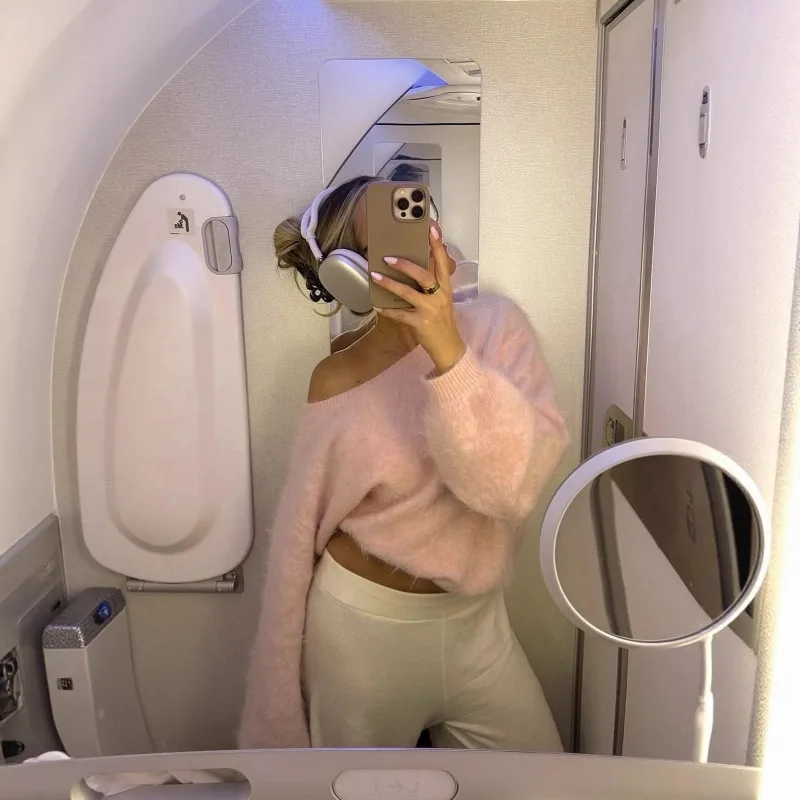 2025 jersey liso con hombros descubiertos para mujer, suéter de punto suelto clásico de manga larga a la moda, suéteres de otoño de calle alta para uso diario para mujer