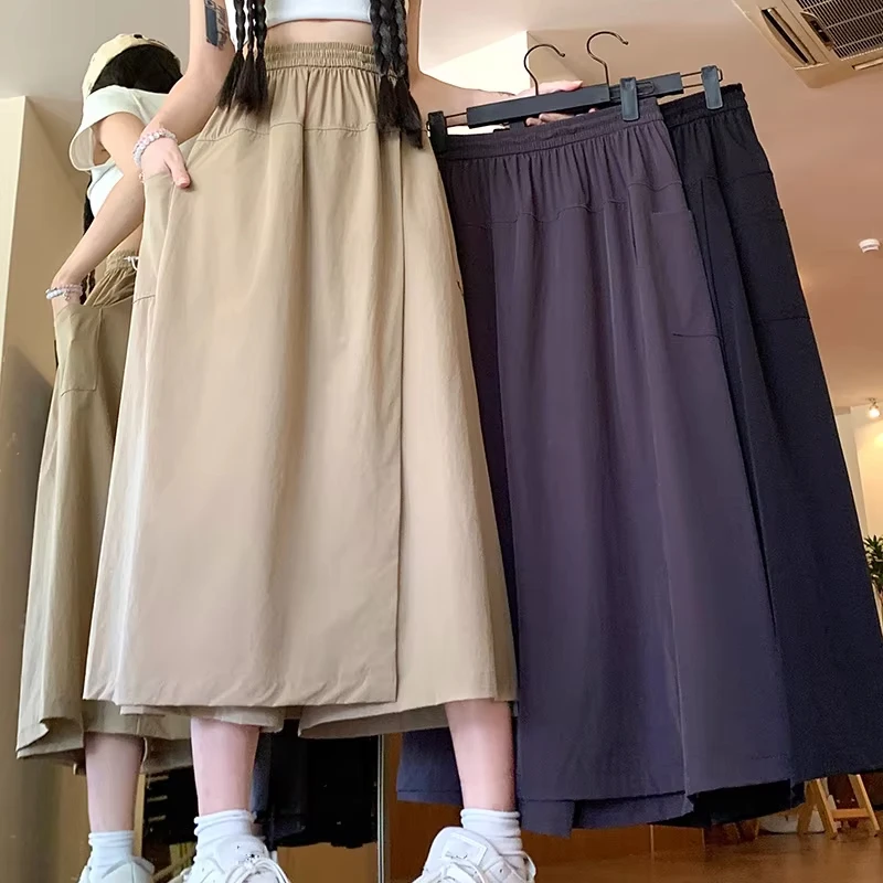 

New Women Baggy High Waisted Designer Pants Lady Comfortable A-line Summer Trousers Female Fashion Versatile Wide Leg Slacks