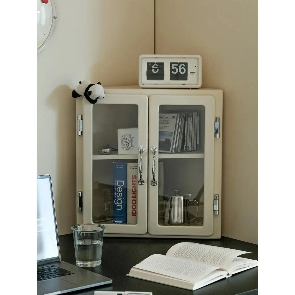 *Corner Cabinet for Bedroom, Mid-Century Display Shelf for Desktop Collection, Designer Storage Showcase for Home Organizing