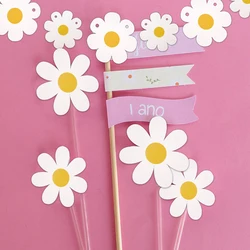 Daisy Flower Series Paper Banners Sticker Hanging Lebels for Happy Birthday Baby Shower Party Decor Wedding DIY Gifts Wrappings